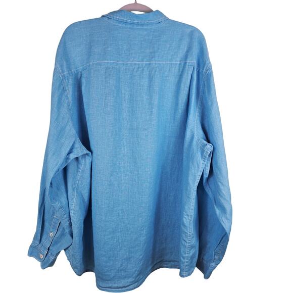 Tommy Bahama 100% Linen Turquoise Business Casual Wear Men's Dress Shirt XL - Picture 2 of 5